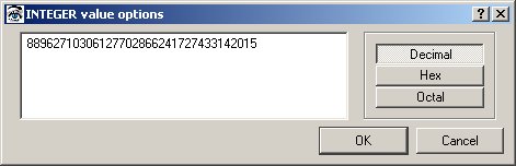 dialog box displayed if the more option is selected from the intedit screen