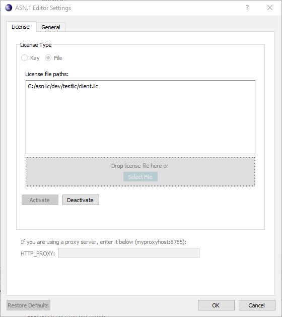 ASN1C GUI License Dialog File